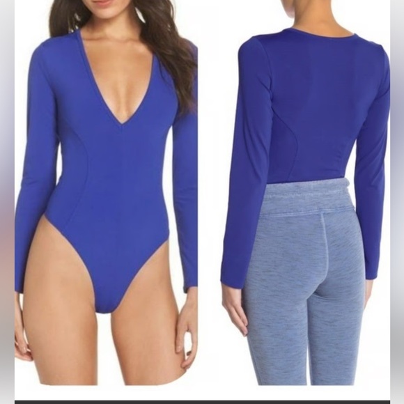 Free People Intimately Tops - Free People large blue snap thong body suit